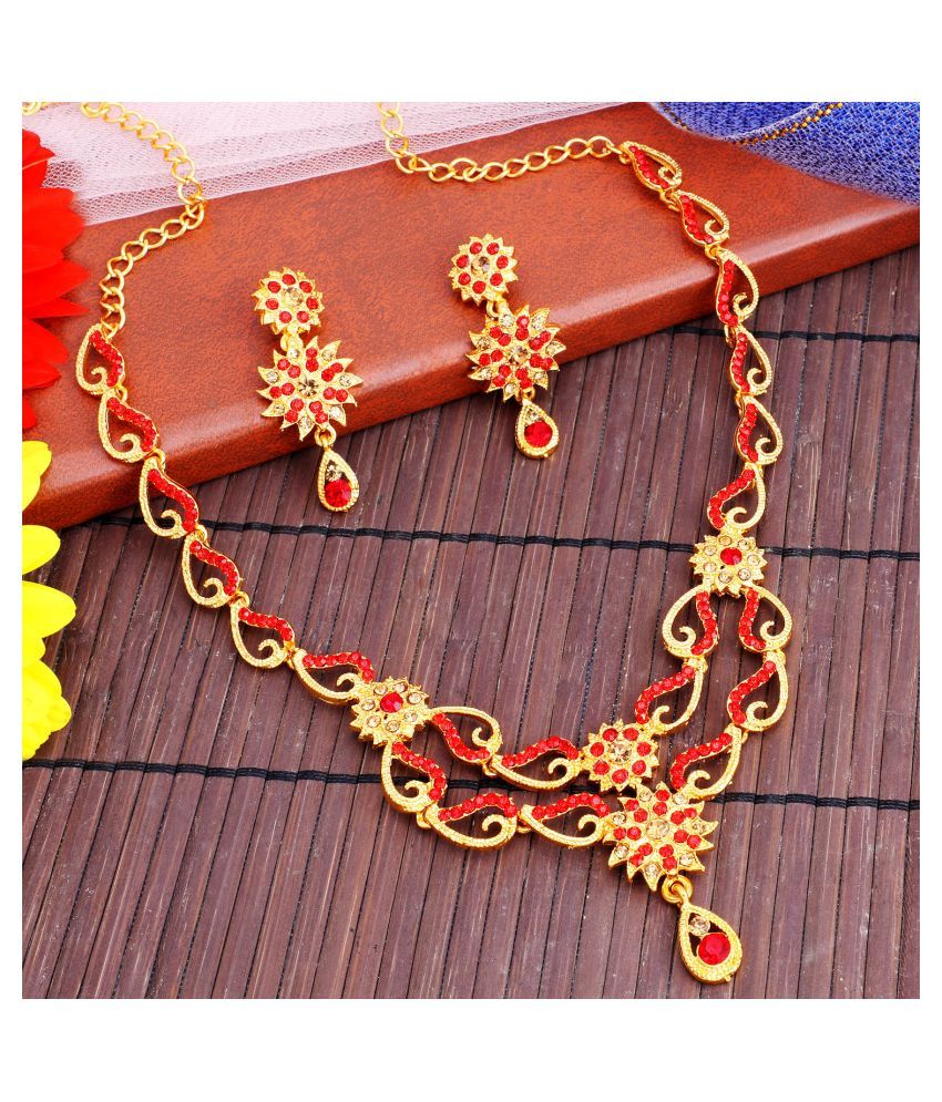     			Sukkhi Alloy Red Traditional Necklaces Set Collar