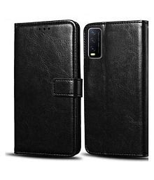Vivo Y20 Flip Cover by NBOX - Black Viewing Stand and pocket