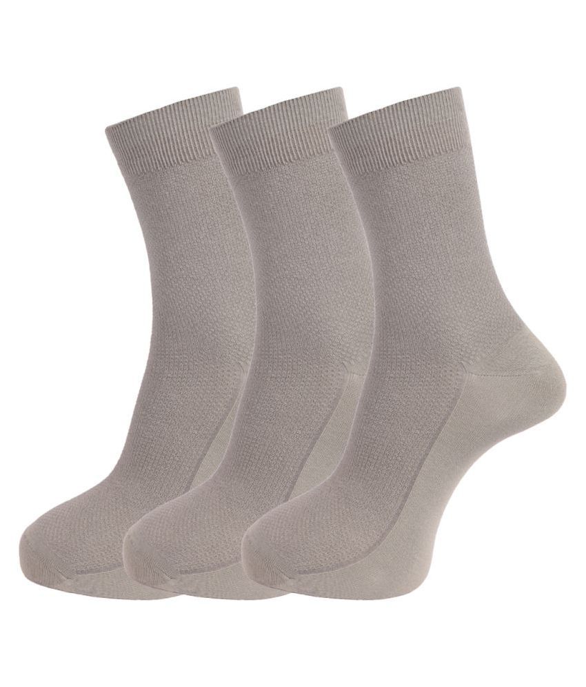 Dollar Socks Gray Casual Mid Length Socks Pack of 3