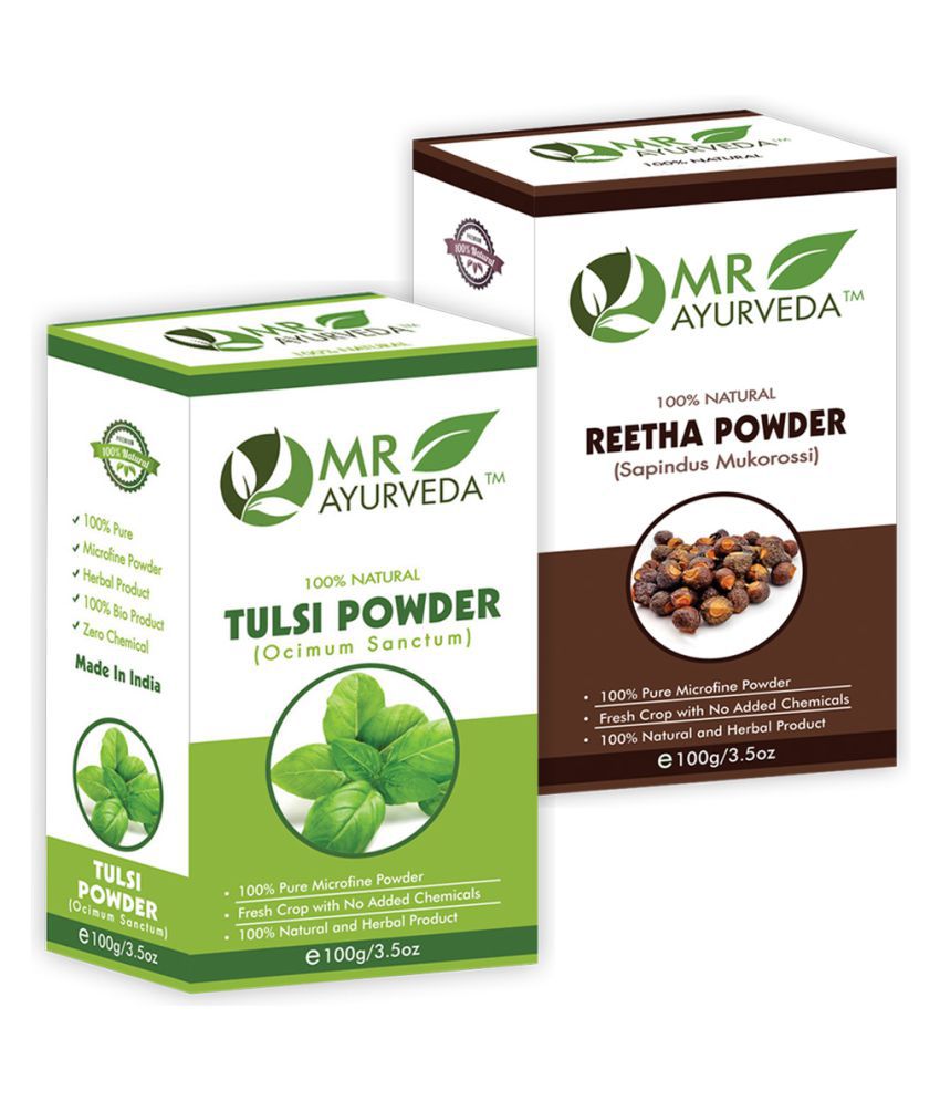     			MR Ayurveda Tulsi Powder & Reetha Powder Hair Scalp Treatment 200 g Pack of 2