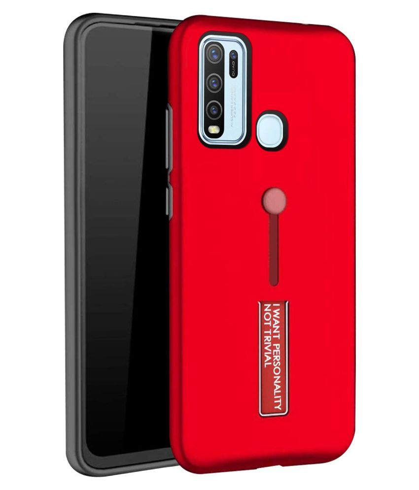     			Realme 7i Cases with Stands NBOX - Red Hidden Ring