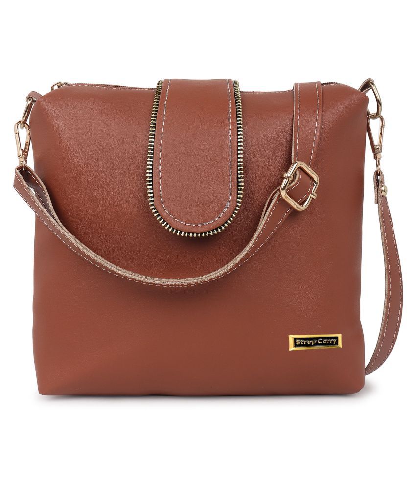 Stropcarry Tan Faux Leather Sling Bag