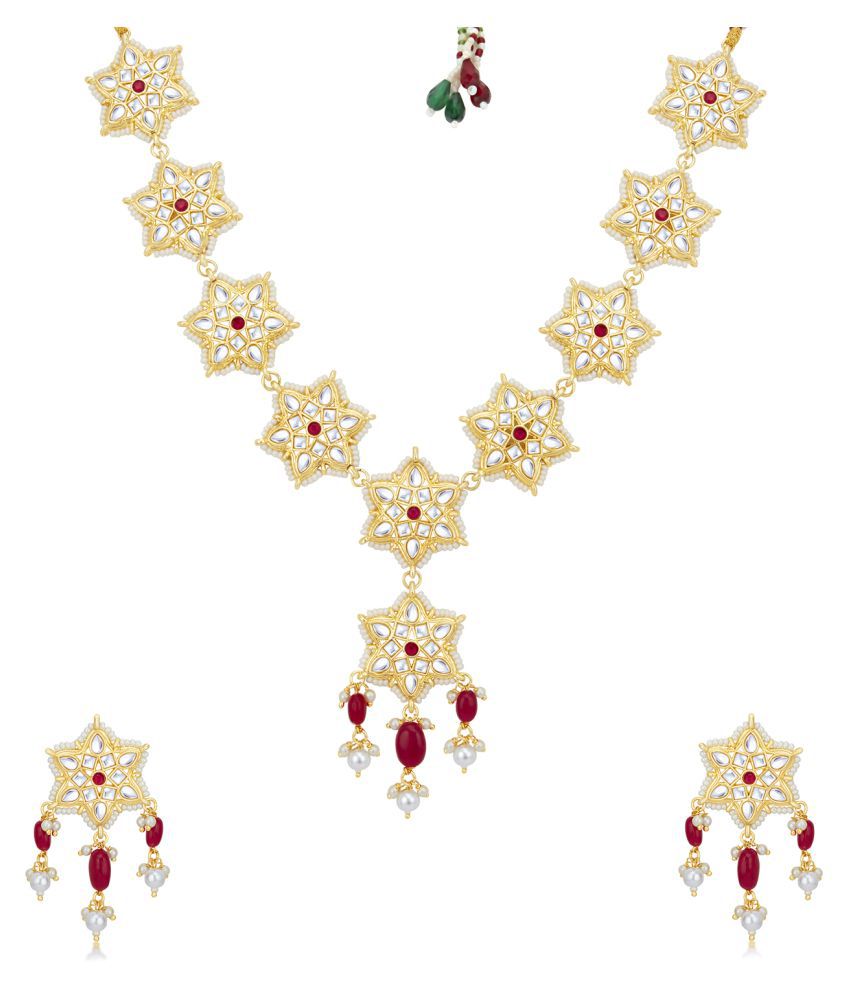     			Sukkhi Alloy Maroon Traditional Necklaces Set Collar