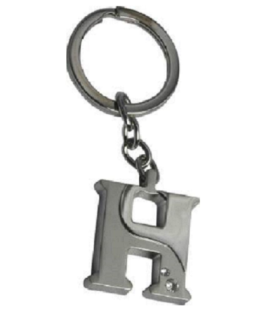     			Americ Style Alphabet H Chrome Metal Finish Keyring Key Chain (Silver)