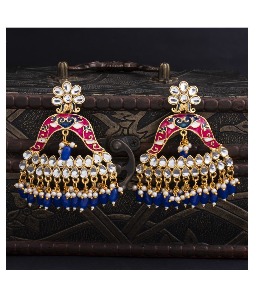     			Sukkhi Lavish Kundan Gold Plated Meenakari Chandelier Earring for Women