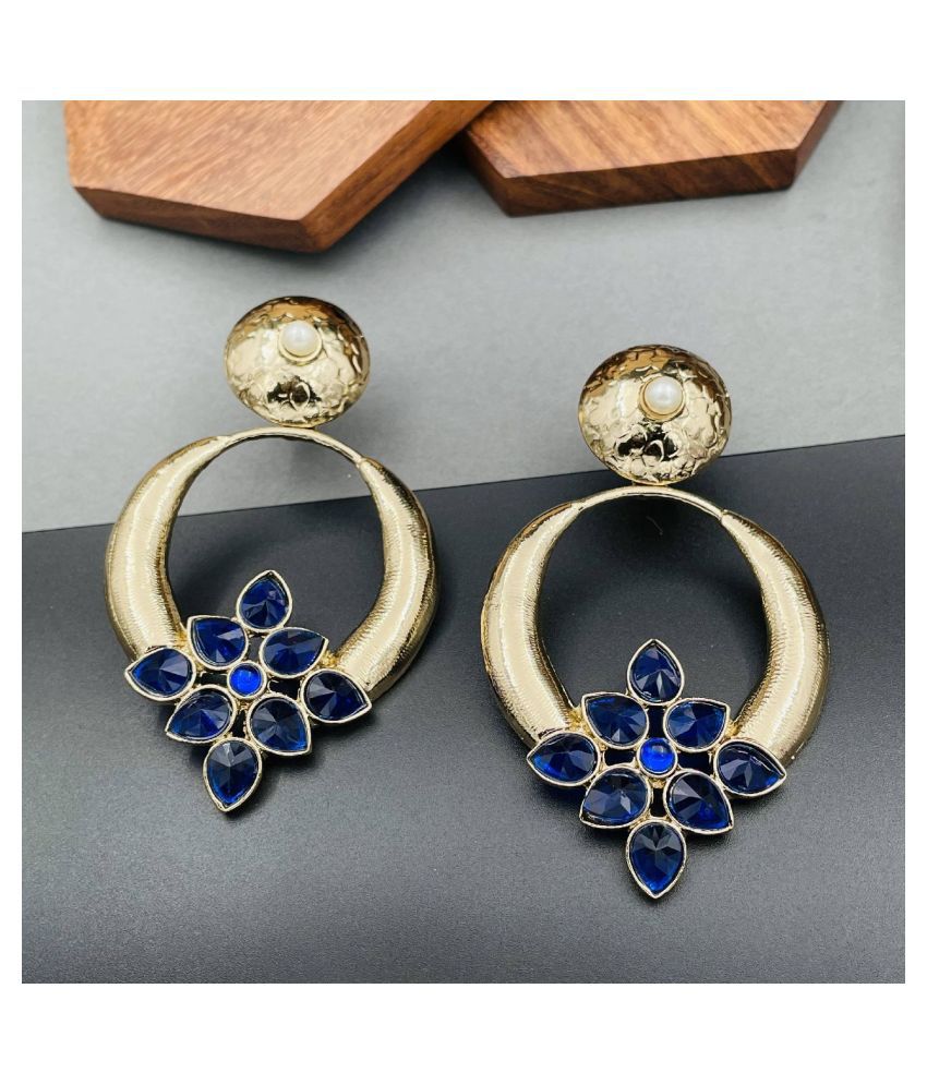     			The Jewelbox Blue Copper Geometrics Stud Earrings