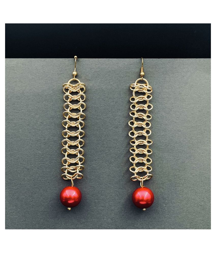     			The Jewelbox Italian Gold Plated Red Dangling Earring for Women