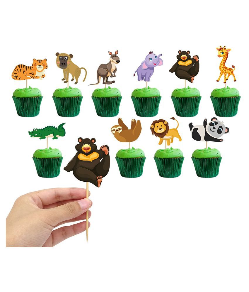     			30 Pcs Animal Safari Jungle Cupcake Toppers Zoo Theme Party Decorations Birthday Party Animals Cake Picks Baby Shower Supplies Kids Forest Themed Party Decoration Animals Centerpiece Sticks Set