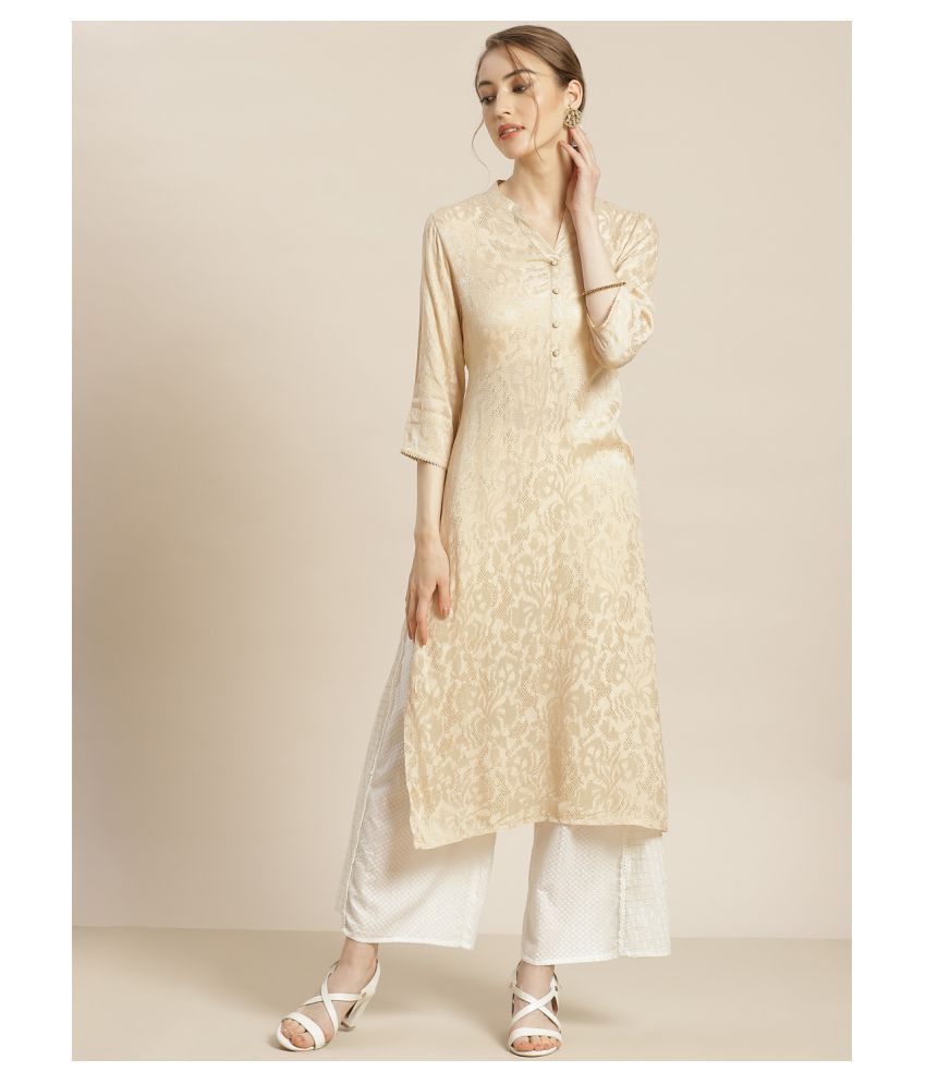     			Juniper - Off White Rayon Women's Straight Kurti ( Pack of 1 )