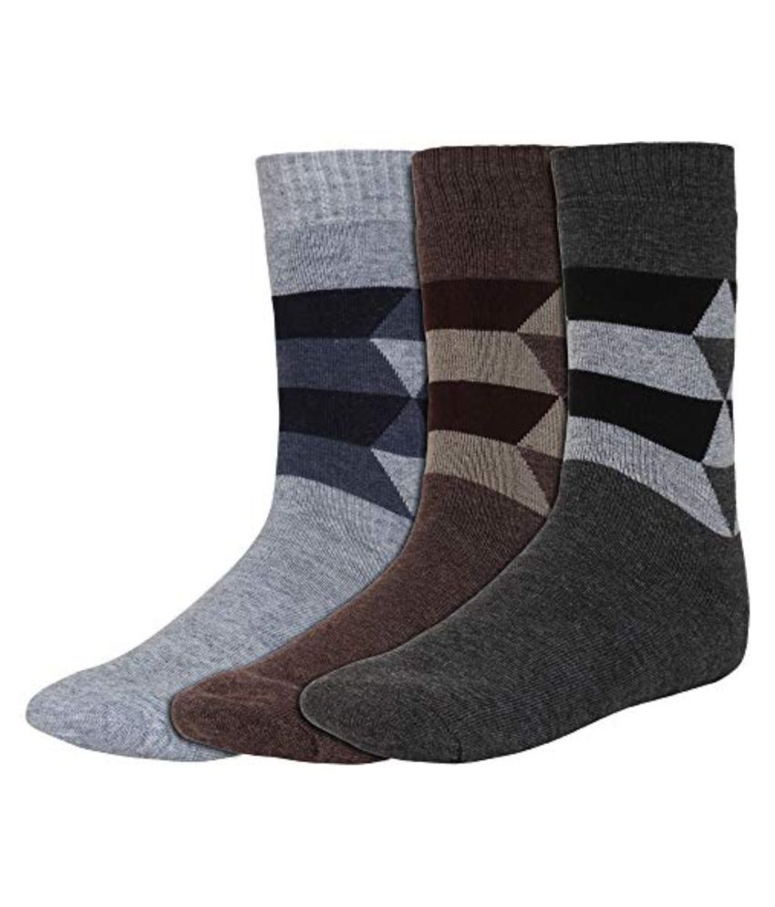     			Creature - Woollen Men's Printed Multicolor Mid Length Socks ( Pack of 3 )