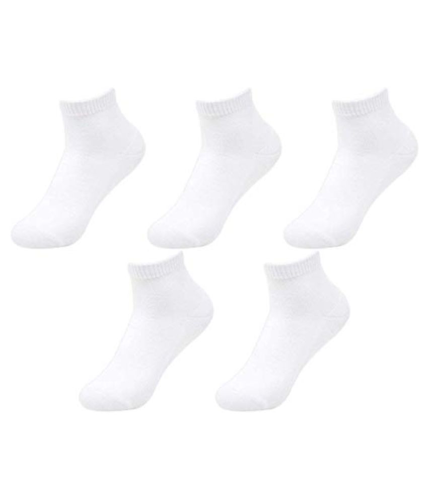     			Creature - Cotton Men's Solid White Ankle Length Socks ( Pack of 5 )