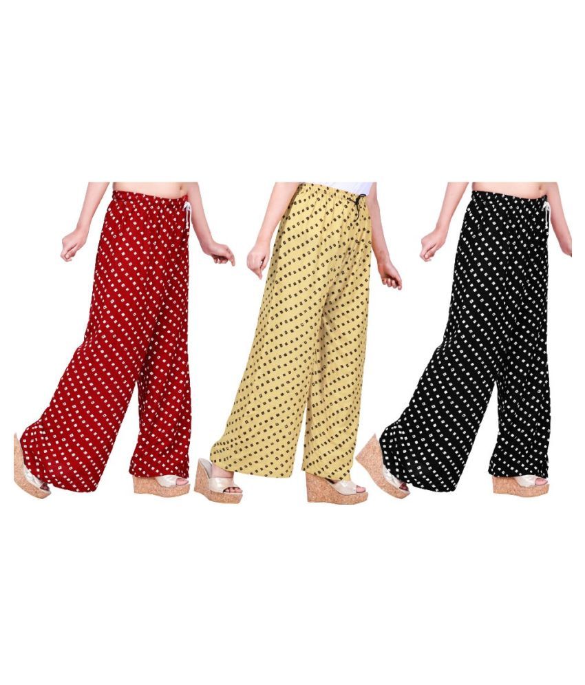     			NISA ART FASHION Rayon Palazzos - Pack of 3