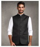 Hangup Black Cotton Blend Nehru Jacket Single Pack