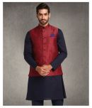 Hangup Maroon Cotton Blend Nehru Jacket Single Pack