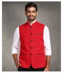 Hangup Red Cotton Blend Nehru Jacket Single Pack