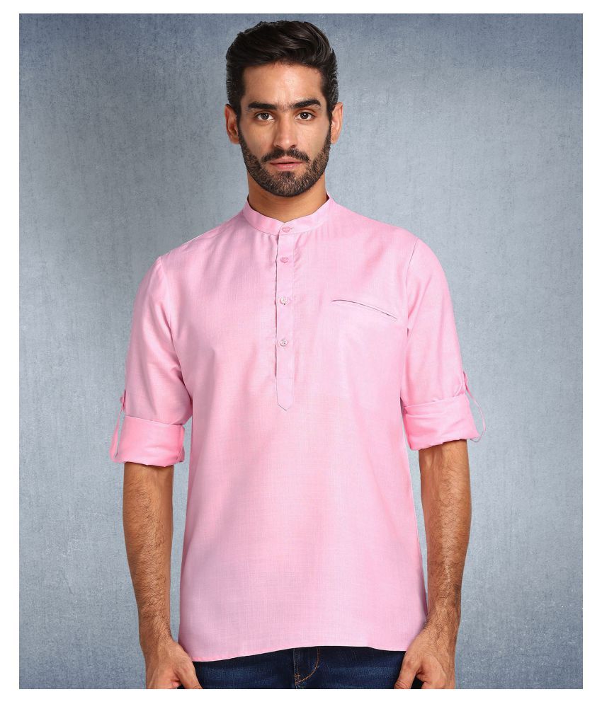     			Hangup Pink Polyester Blend Kurta Single