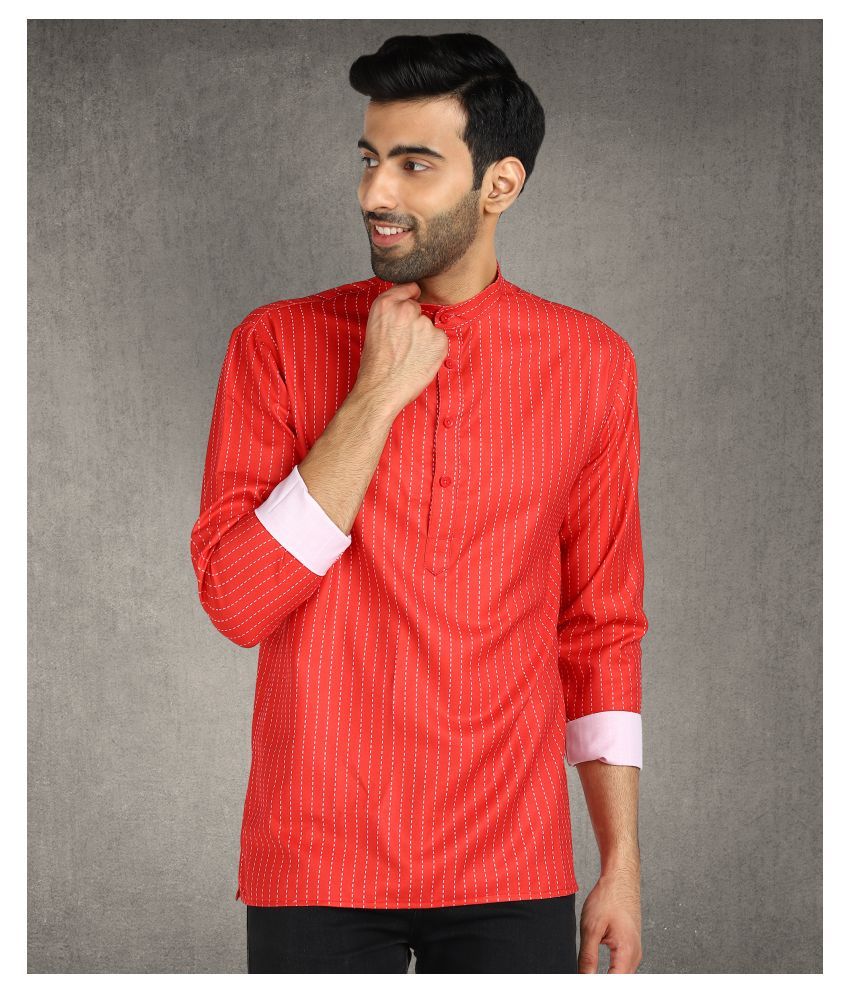     			Hangup Red Rayon Kurta Single