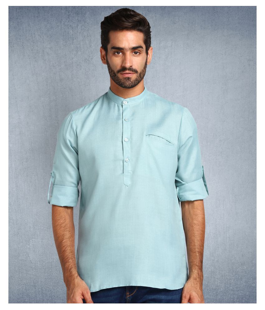     			Hangup Sky Blue Polyester Blend Kurta Single