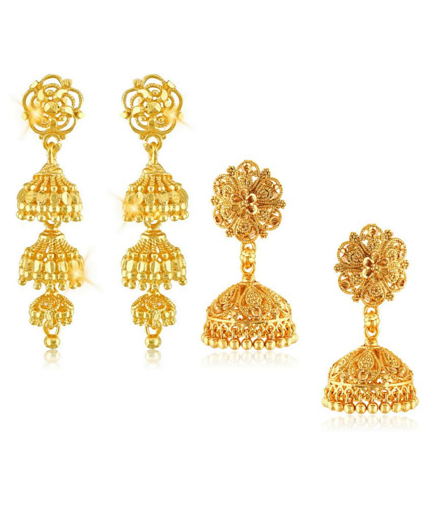     			Vighnaharta Traditional South Culture Alloy Gold Plated Jhumki earring Combo set ( Pack of- 2 Pair Earrings)