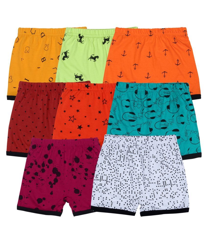     			Diaz Pack of 8 Girls Cotton Blend Hot Pants ( Multi )