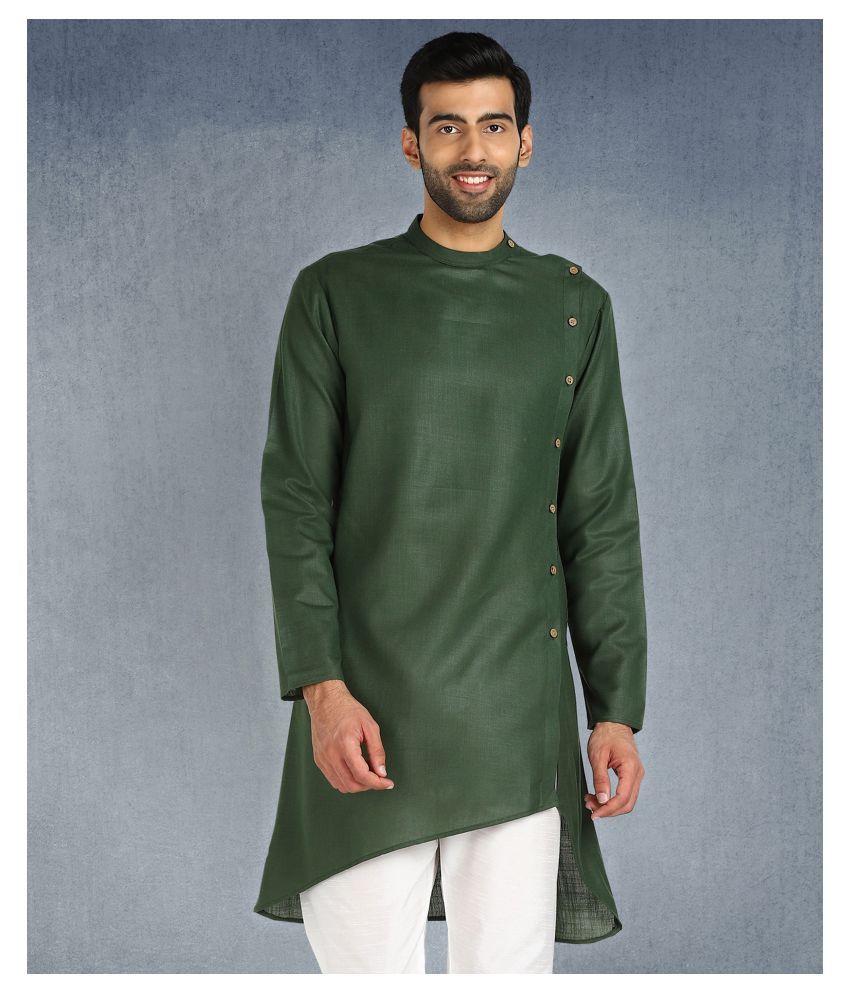     			Hangup Green Cotton Kurta Single