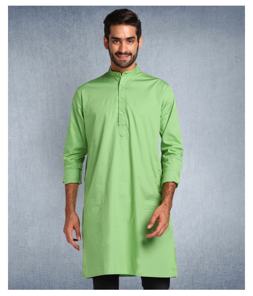     			Hangup Light Green Cotton Kurta Single