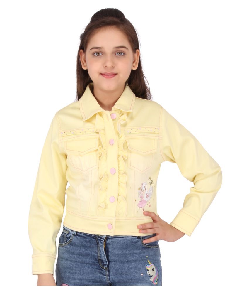     			Cutecumber Girls Denim Denim Jackets For ( Pack of 1 , Yellow )