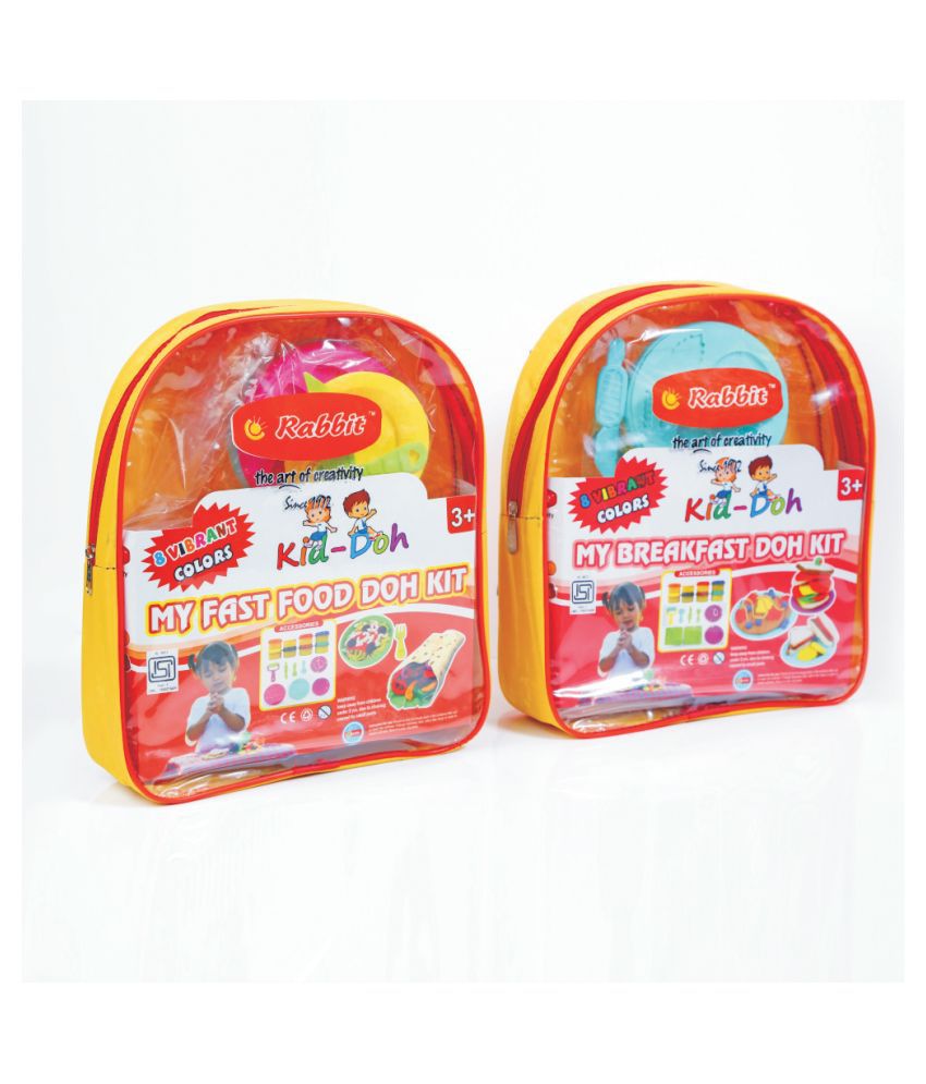     			RABBIT My BREAKFAST+My FAST FOOD Kit Combo Pack of 2 With Moulds For Shapes|Big Dough Kit for kids|Make Your Candy Shop with the help of Factory|Dough Set Play & Learn with Dough|Multicolor|Play Dough Clay set|Play Dough kit for kids with shapes|For Age 3+
