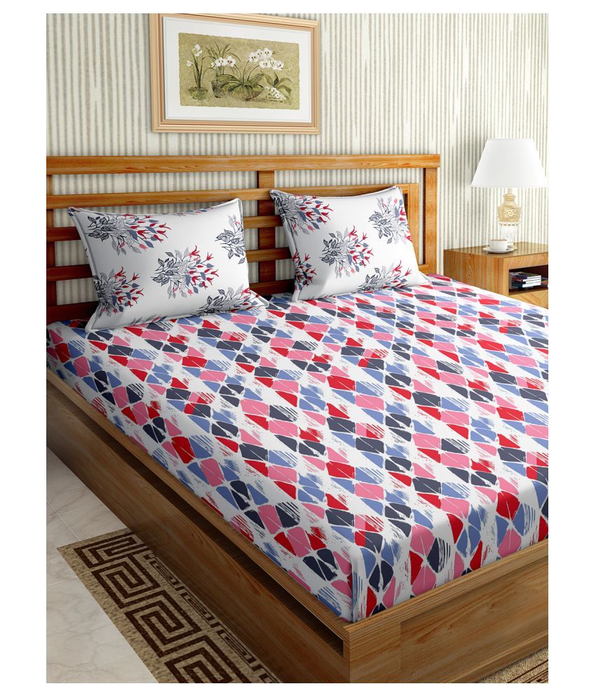     			Bella Casa Cotton Double Bedsheet with 2 Pillow Covers ( 244 cm x 224 cm )