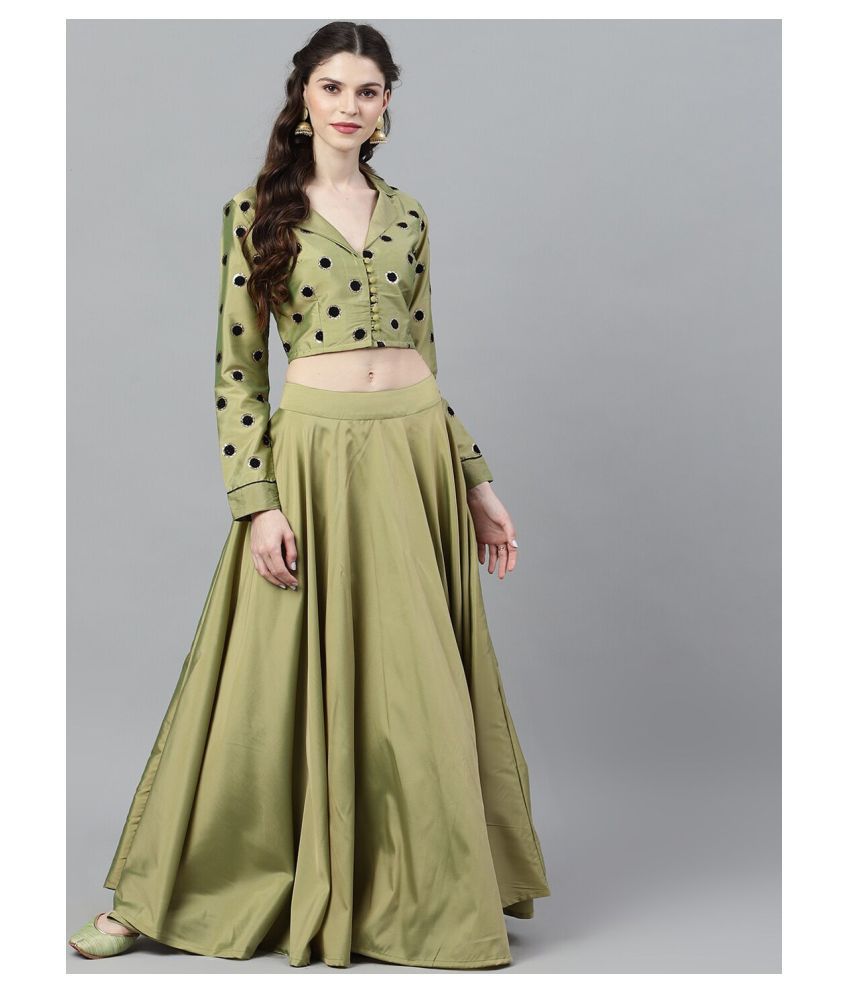 AKS Green Silk Blends Chaniya Choli Stitched Lehenga Single