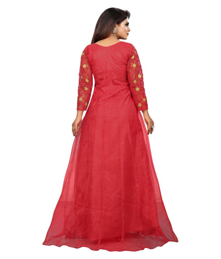 Apnisha Red Net Ethnic Gown Single Buy Apnisha Red Net Ethnic Gown Single Online At Best Prices In India On Snapdeal