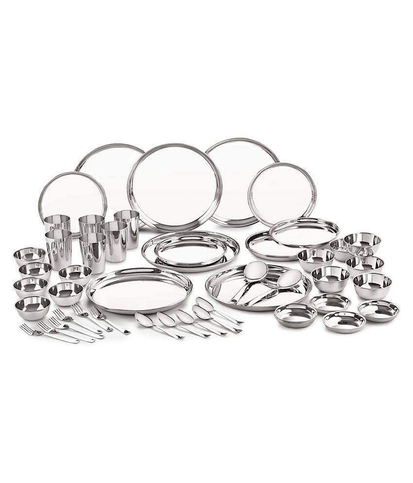     			Neelam Premium Set of 50 Pic Silver Stainless Steel Dinner Set ( Pack of 1 )