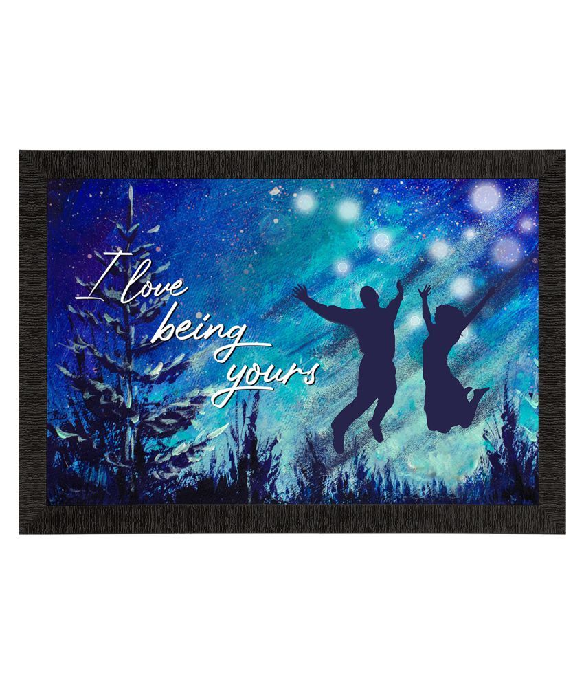     			eCraftIndia Blue & Sea Green Love Theme Quote Satin Matte Texture UV Wall Painting