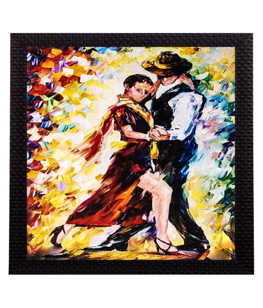     			eCraftIndia Yellow & Red Loving Couple Satin Matt Texture UV Wall Art