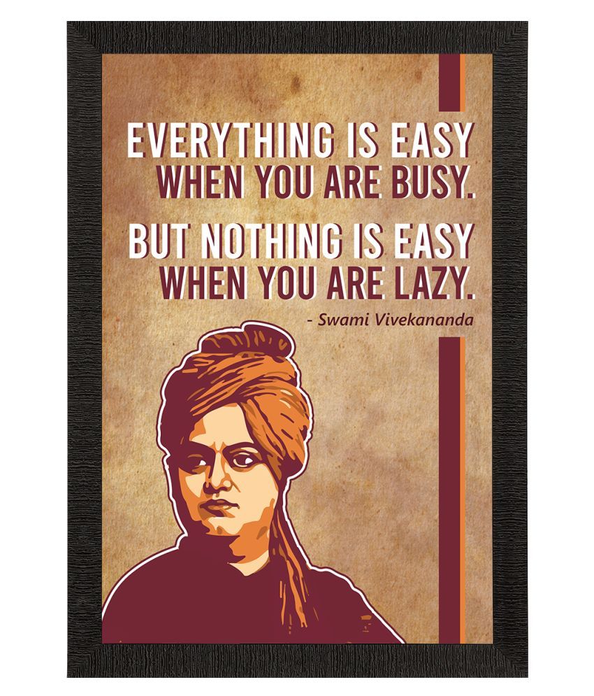     			eCraftIndia Black & Brown Swami Vivekananda Motivational Quote Satin Matt Texture UV Art Painting