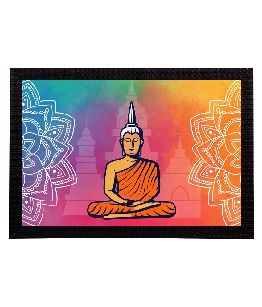     			eCraftIndia Set of 3 Blue & Pink Meditating Lord Buddha Satin Matt Texture UV Art Painting