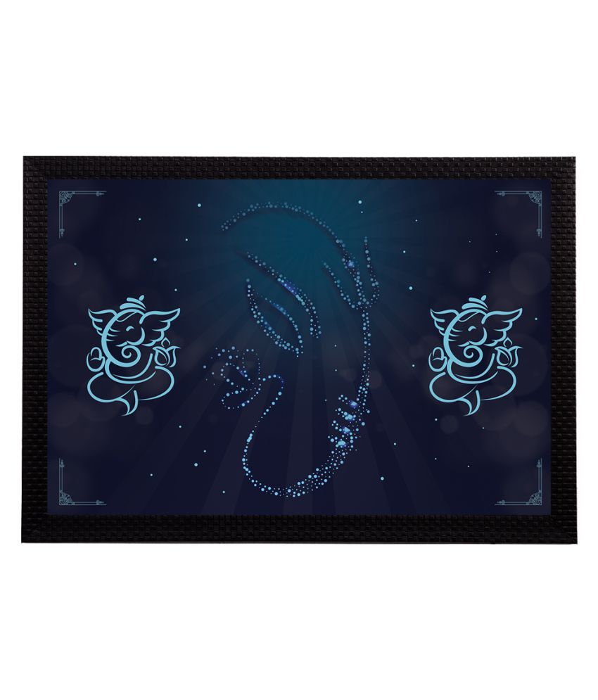     			eCraftIndia Teal Blue Lord Ganesha Satin Matt Textured UV Wall Art