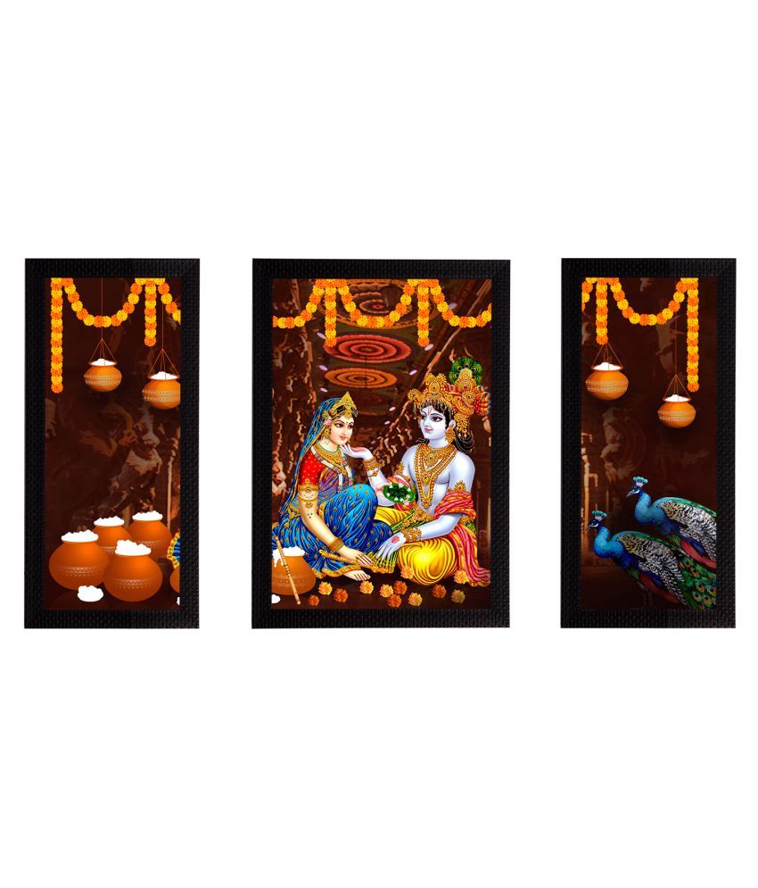     			eCraftIndia 3-Panelled Brown & Yellow Satin Matt Textured Wall Art