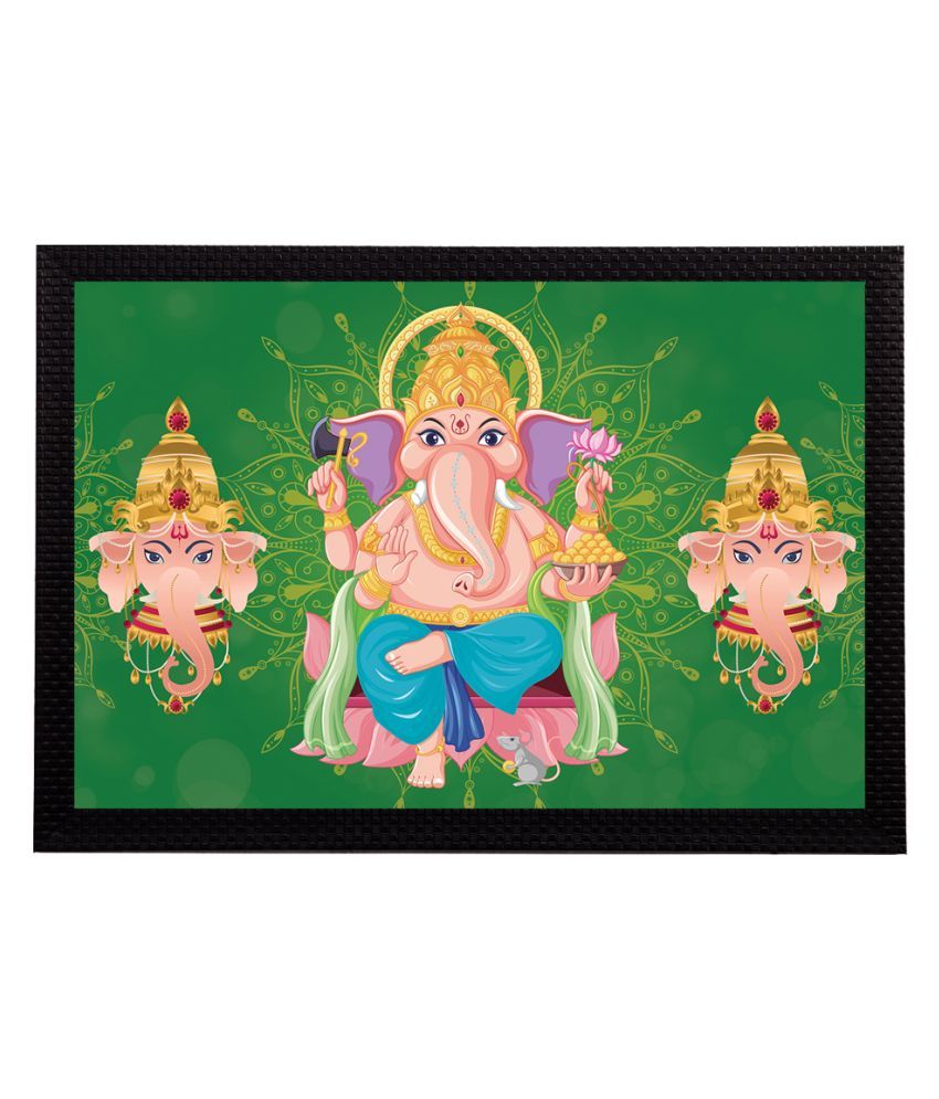     			eCraftIndia Green & Beige Lord Ganesha Satin Matt Texture UV Art Painting