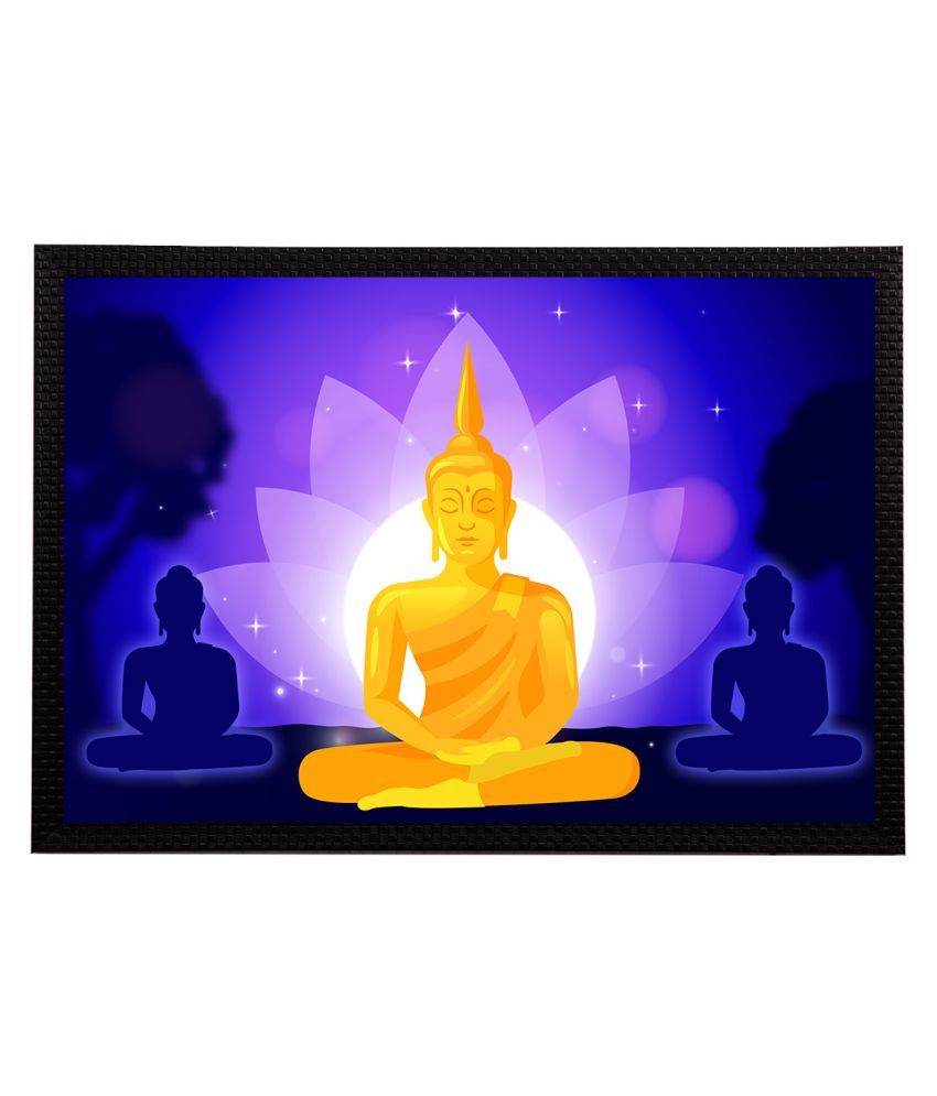     			eCraftIndia Purple & Mustard Yellow Meditating Lord Buddha Printed Satin Matt Textured UV Wall Art