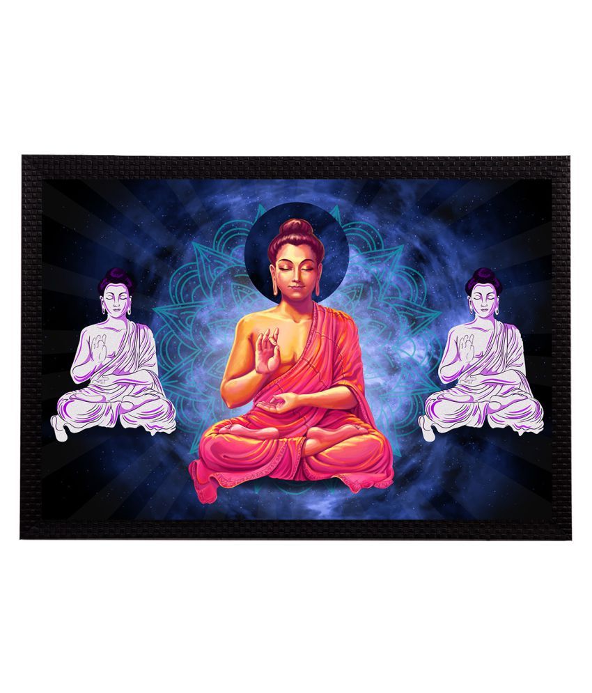     			eCraftIndia White & Blue Meditating Lord Buddha Satin Matt Texture UV Art Painting