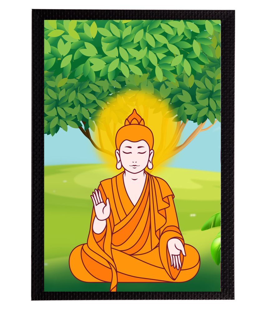     			eCraftIndia Green Yellow Meditating Lord Buddha Satin Matt Texture UV Art Painting