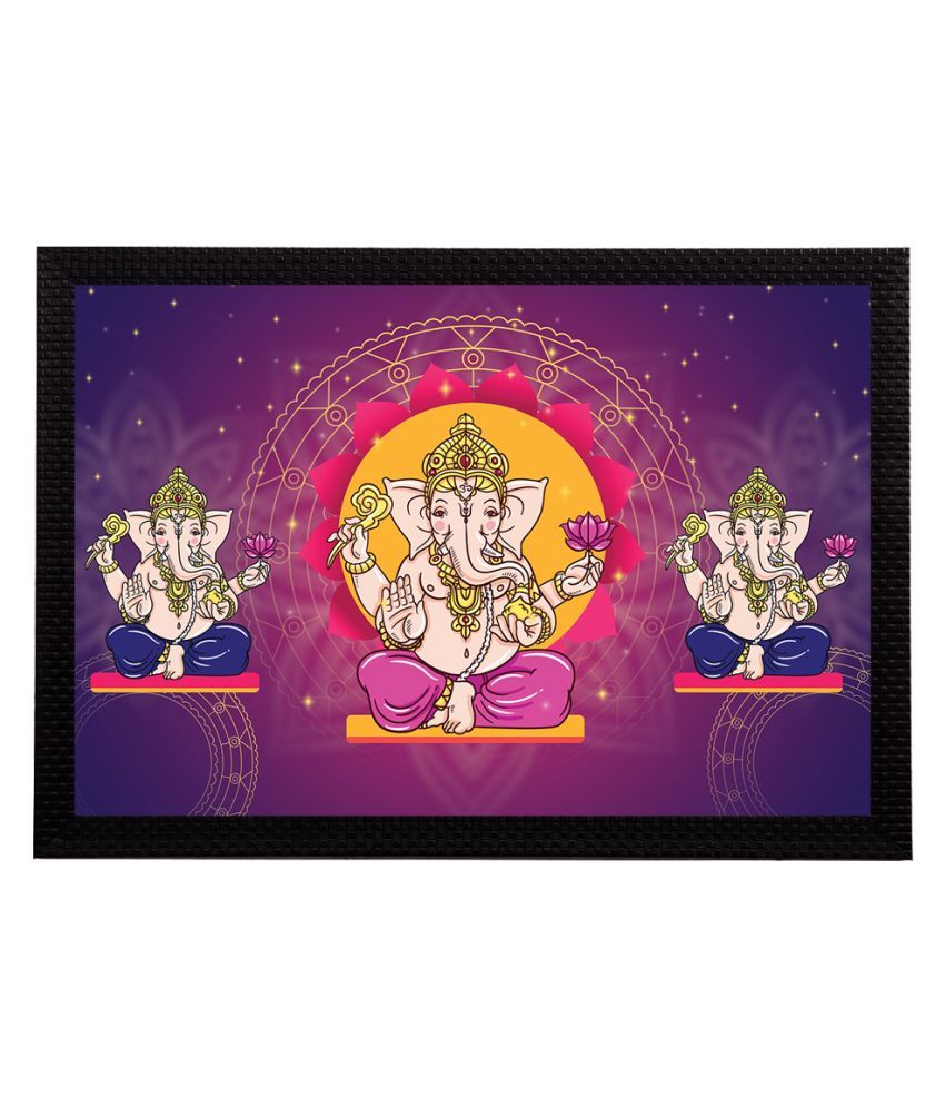     			eCraftIndia Blue & Purple Lord Ganesha Satin Matt Textured UV Wall Painting