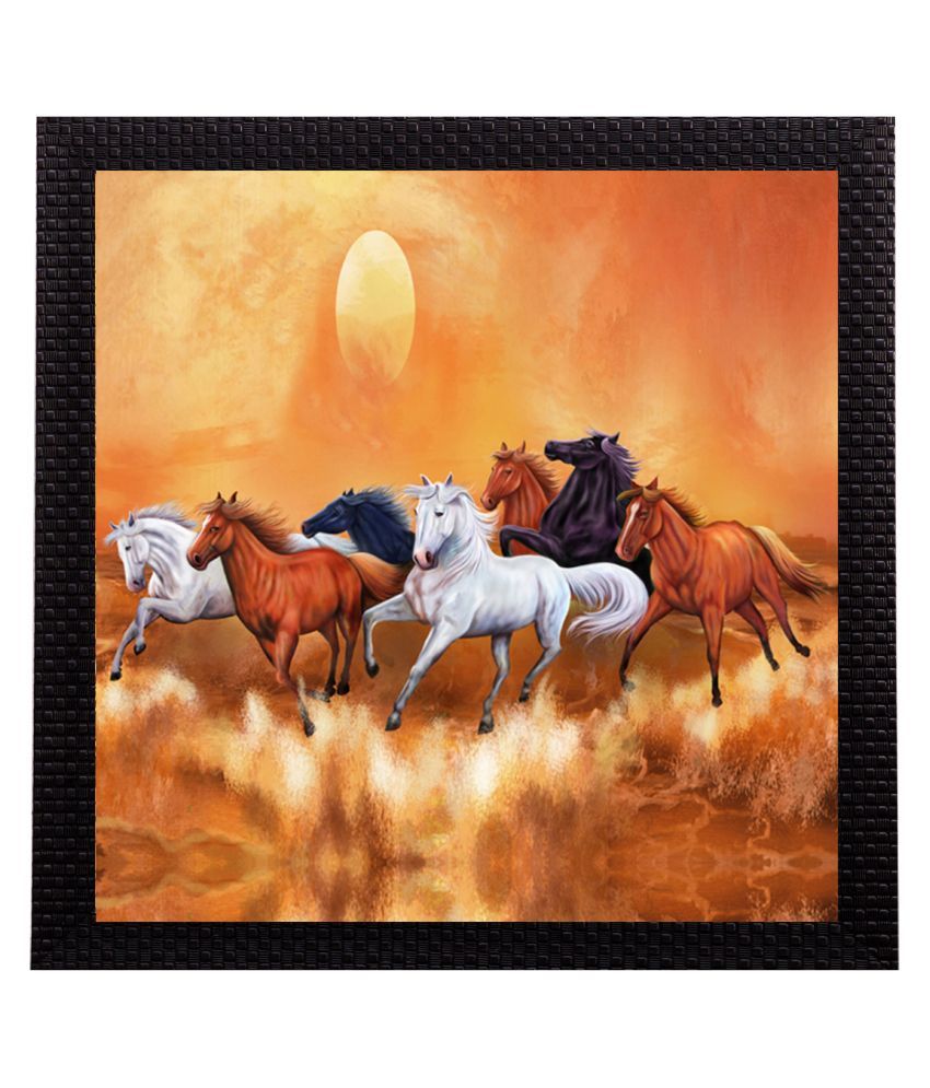     			eCraftIndia Multicoloured 7 Running Lucky Horses UV Wall Art