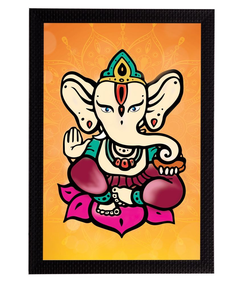     			eCraftIndia Orange & Beige Lord Ganesha Satin Matt Textured UV Wall Painting