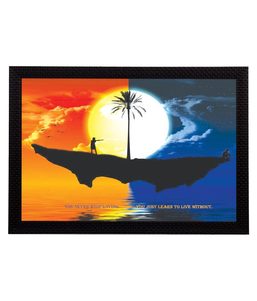     			eCraftIndia Orange & Blue Evening & Night View UV Wall Art