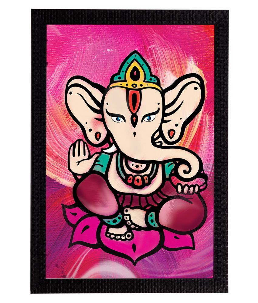     			eCraftIndia Pink & Purple Lord Ganesha Satin Matt Textured UV Wall Art