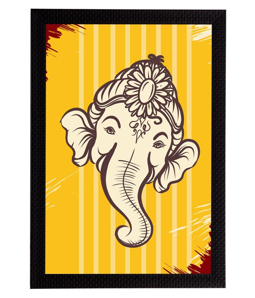     			eCraftIndia Yellow & Cream-Coloured Lord Ganesha Satin Matt Textured UV Wall Art