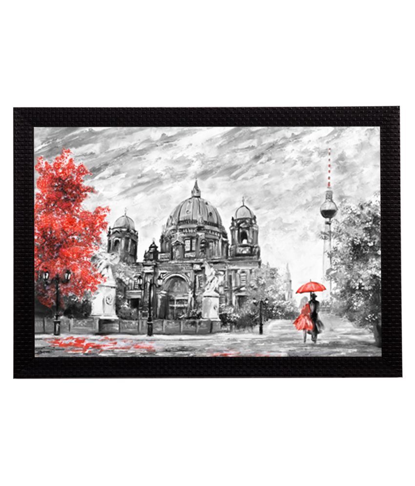     			eCraftIndia Artistic Europe Street View Satin Matt Texture UV Art Painting