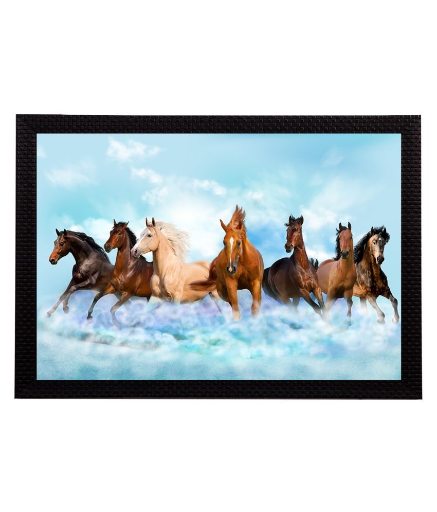     			eCraftIndia Multicoloured 7 Lucky Running Horses Satin Matt Texture UV Wall Art